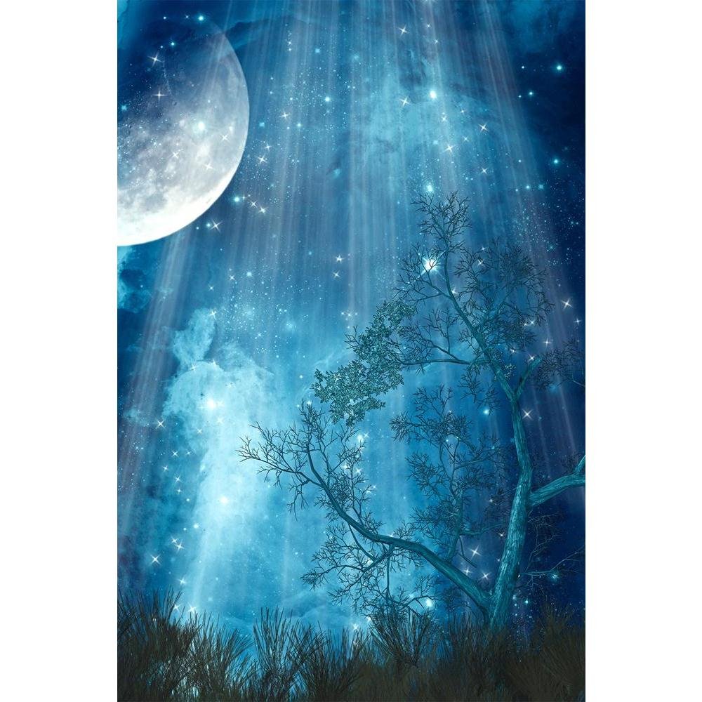 ArtzFolio Fantasy Landscape With Big Moon In The Forest | Unframed Paper Wall Poster | 12 x 18 inch (30 x 46 cms)