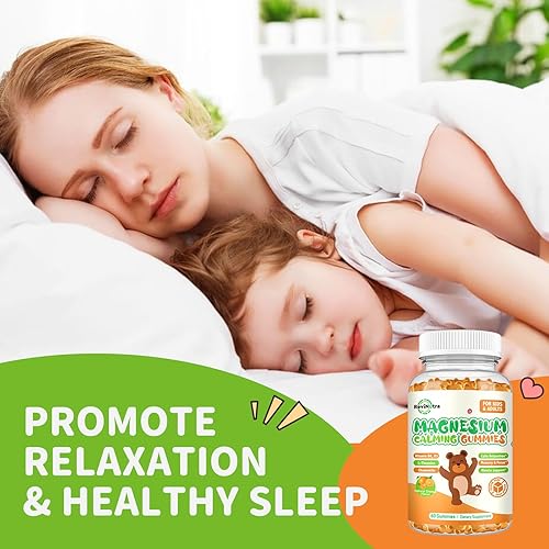 Miniatura 7 de Gomitas de magnesio para niños  Suplemento de gomitas de glicinato de magnesio con L-teanina, vitamina B6, D3 para adultos y niños, magnesio
