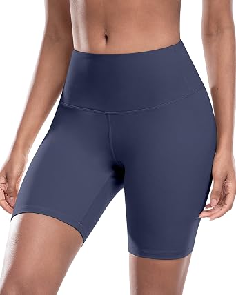 CHRLEISURE Biker Yoga Shorts for Women High Waisted Tummy Control Workout Running Athletic Booty Soft Shorts