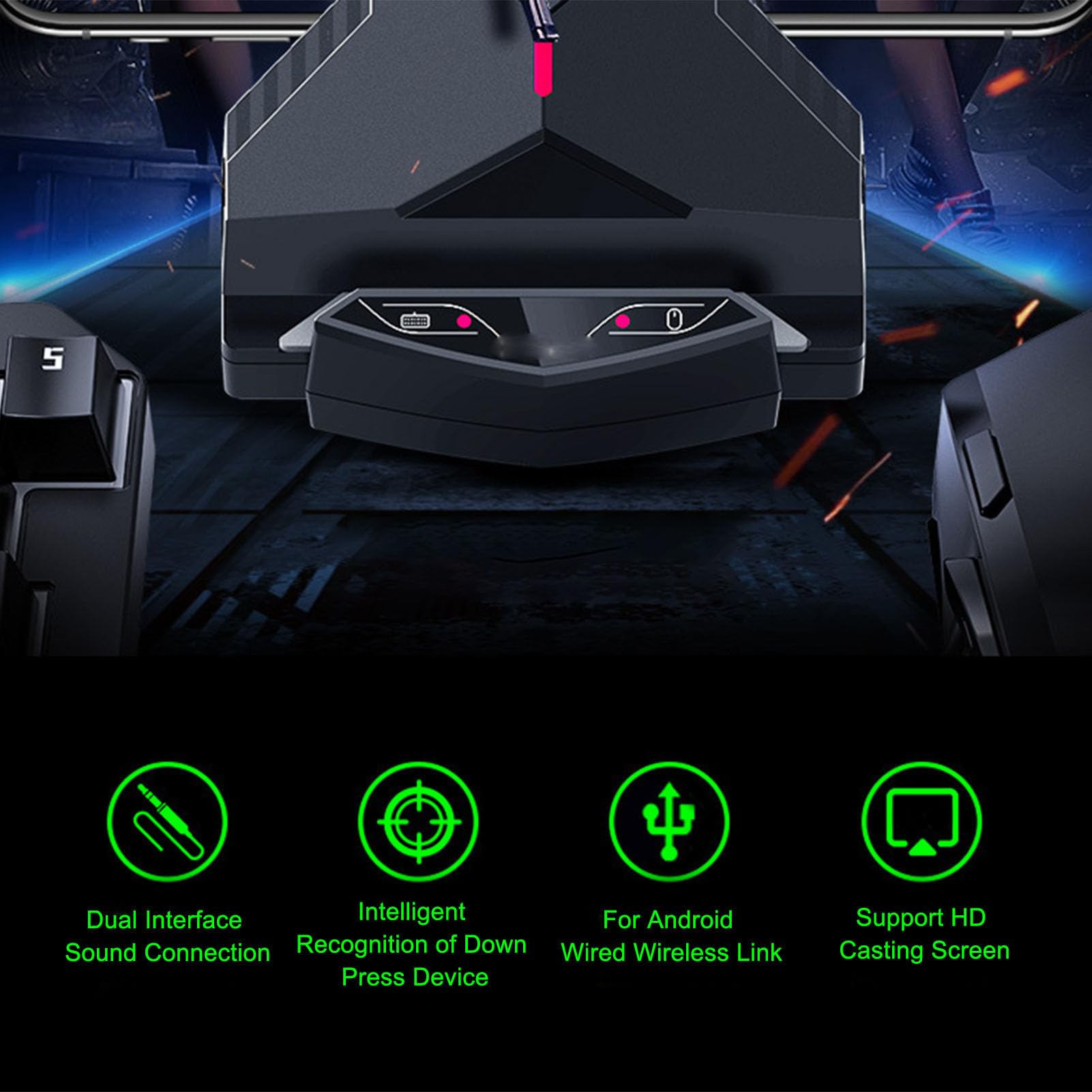 Ausla Clavier Souris de Jeu Mobile Convertisseur Ensemble, Filaire sans Fil