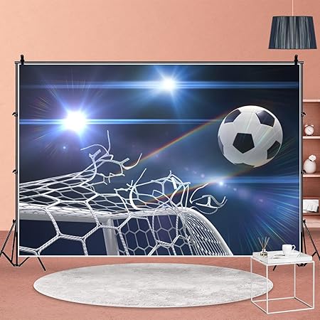 Amazon サッカーの試合の写真の背景 サッカーのパーティーの誕生日パーティーの装飾の背景 写真ブースの小道具のビニール 5x3ft Alelcjy 家電 カメラ