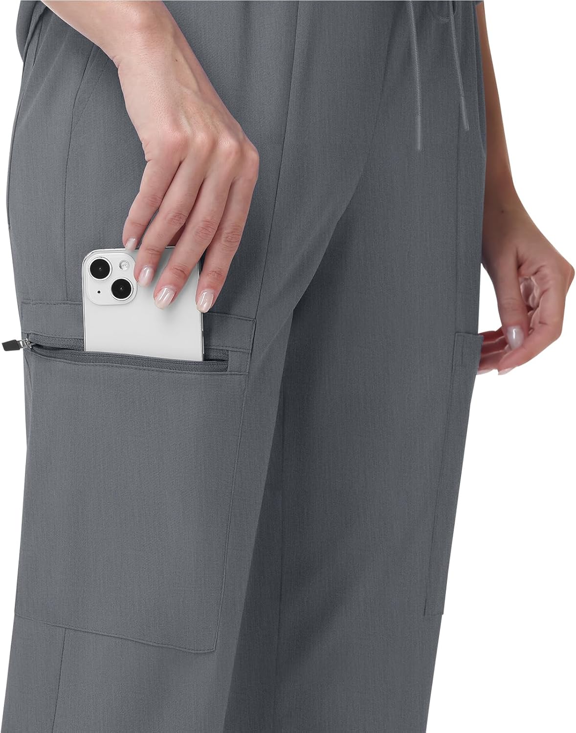 niaahinn Women's Scrub Set - V-Neck Medical Uniforms with Stretch Fabric & Zipper Pockets - Image 5