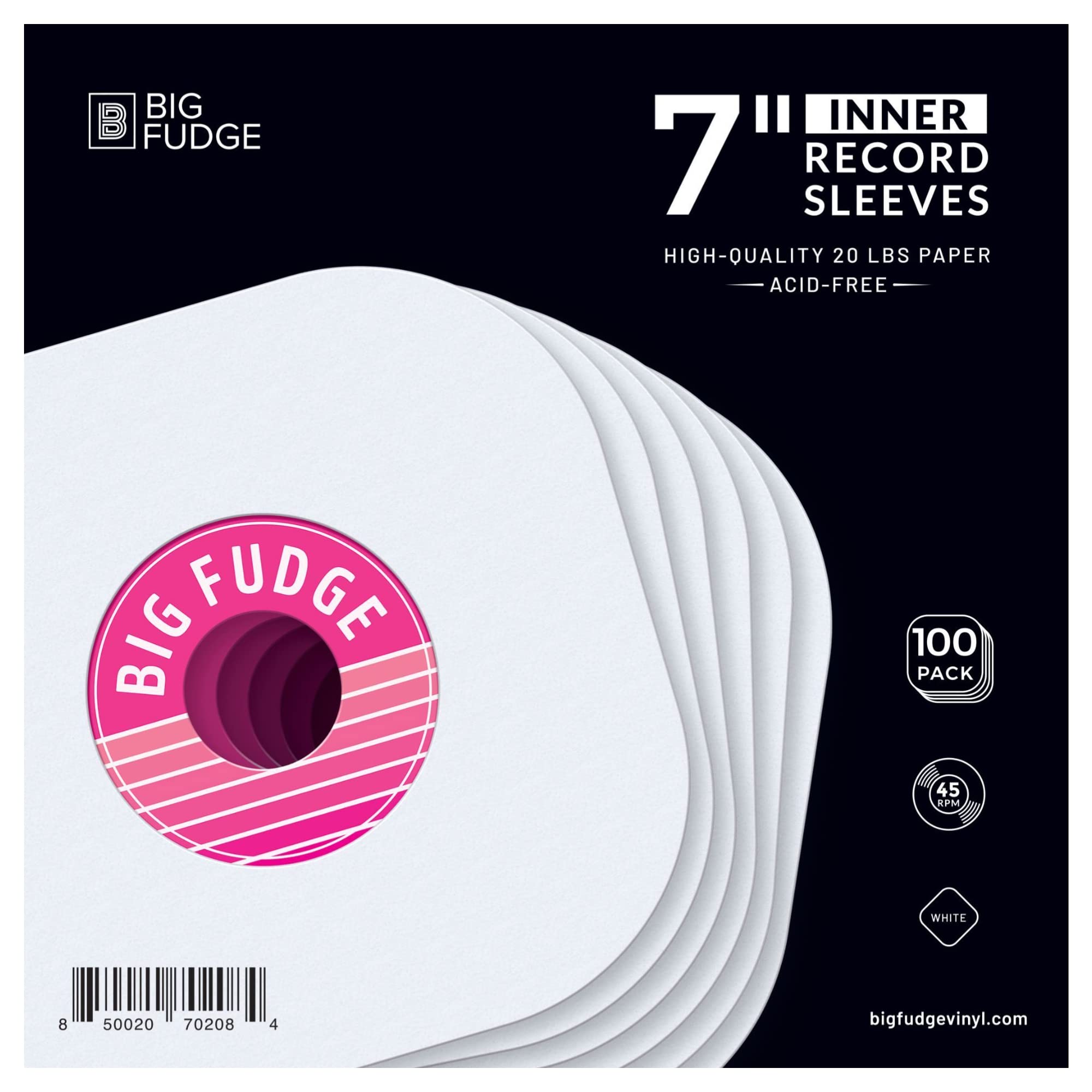Big Fudge Custodie Interne per Vinili - Bustine Fatte di Carta Priva di Acidi -18 cm x 100 Pezzi - Custodia Quadrata Antigraffio con Rivestimento Antistatico