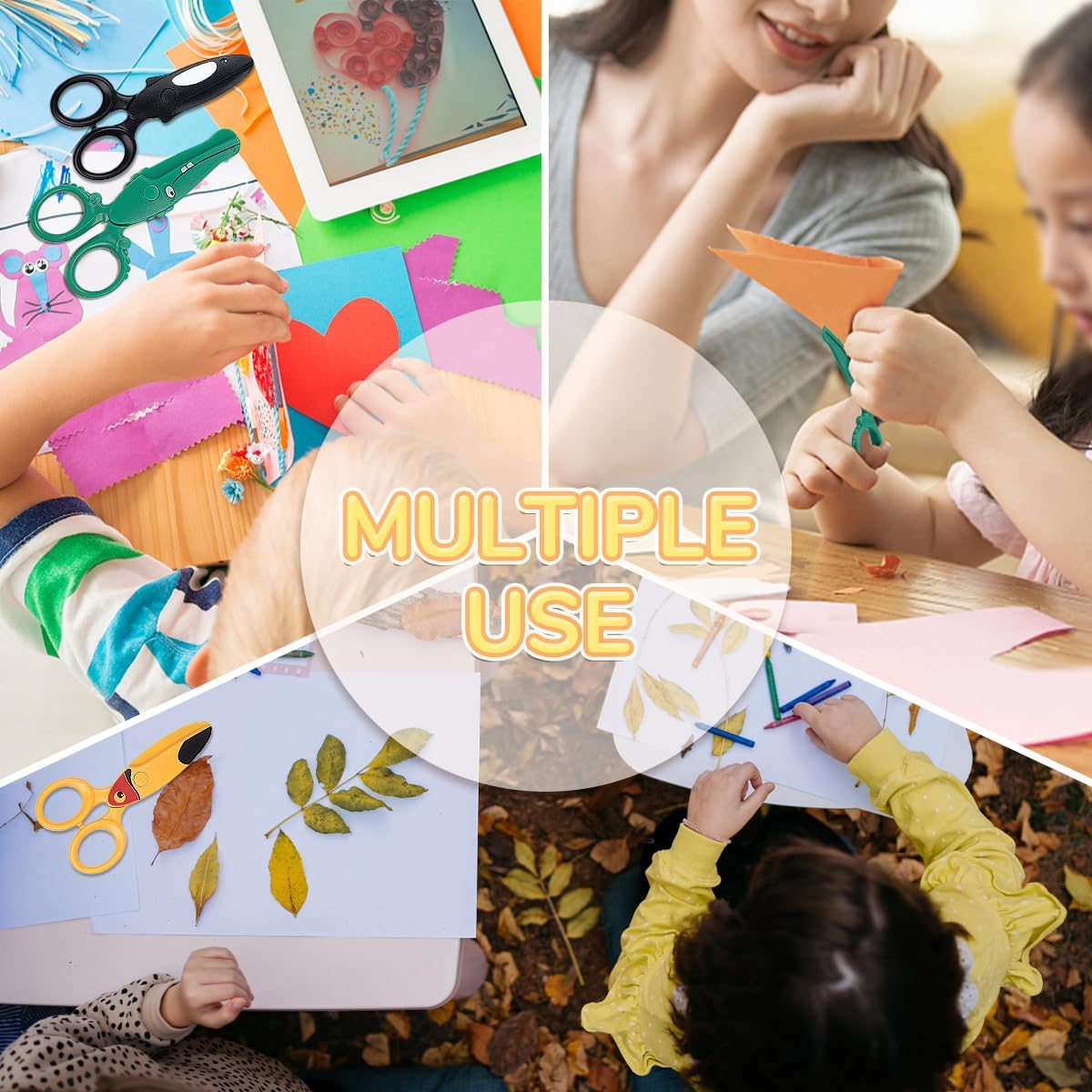 Toddler Scissors, Sopito 3PCS Pre-School Training Craft Scissors for Kids Ages 2-8, Left-Handed Right-Handed