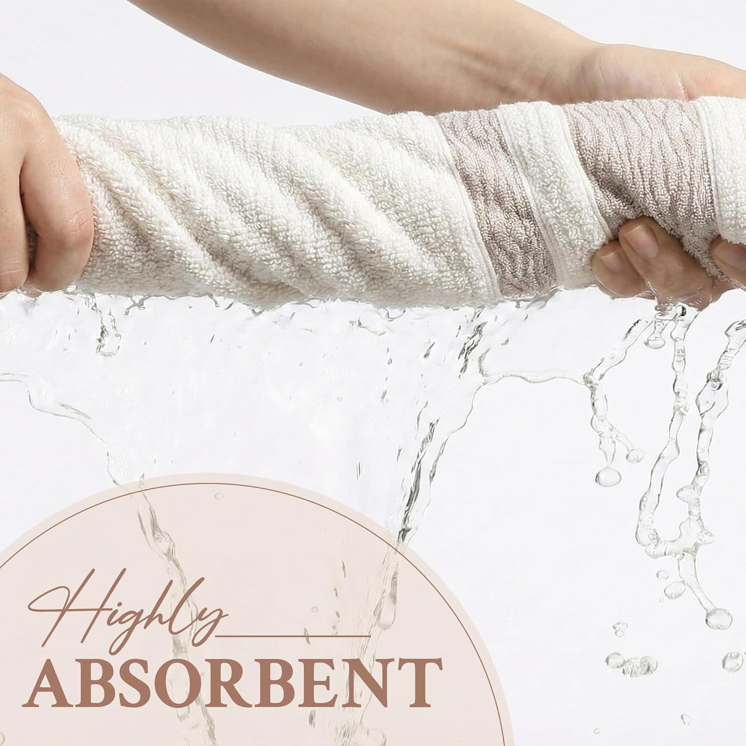 Arconiz Luxury Turkish Cotton Bath Towel Set - 2-Piece XL Bath Towels (30x56), Soft, Quick Dry, Absorbent - Beige/Brown, for Bathroom, Spa, Hotel