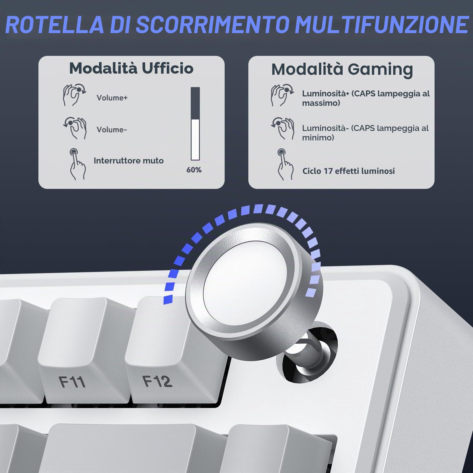 TECURS Tastiera meccanica da gioco - 75% ISO-FR wireless hot swap, montaggio a gasset, RGB, MK209 Tastiera da gioco AZERTY con pulsante, tastiera tri-modale TKL, tasti PBT, Creamy Sound, Red Switch
