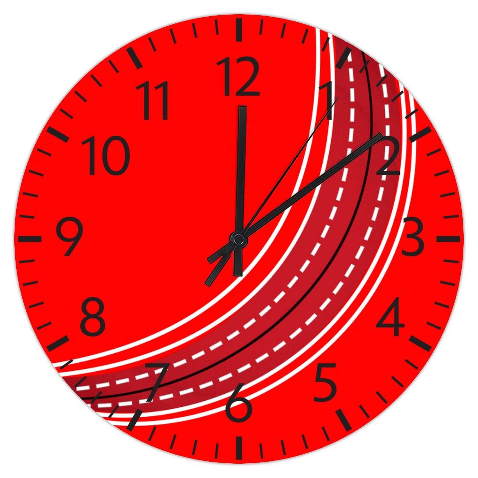 PVC Wall Clock Cricket Frameless Clocks Coachs Gift Round Clock Wall Decor 10in Battery Operated Silent Non-Ticking Novelty Numeral Clocks for Kitchen Living Room Bedroom Wall Decor