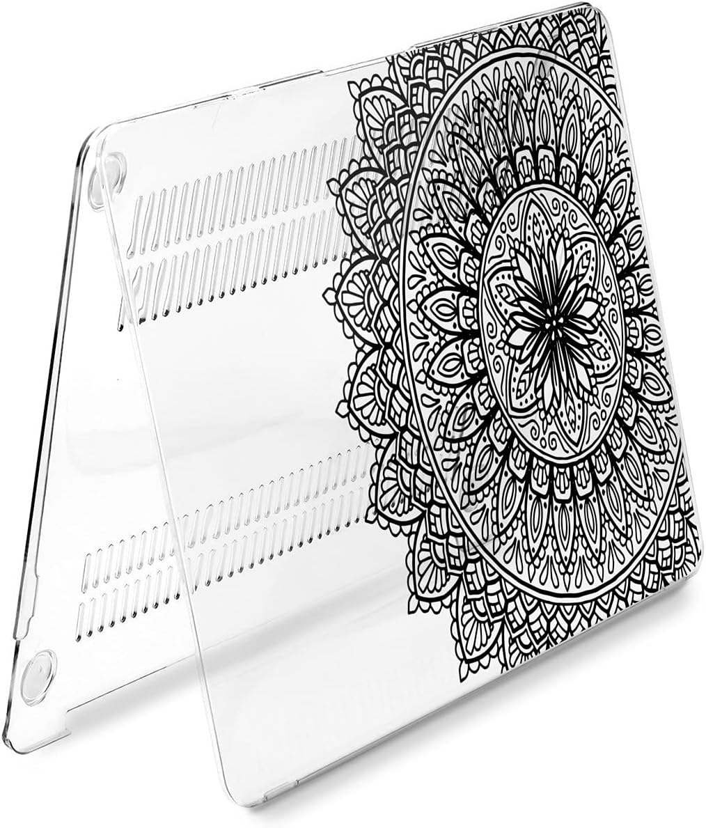 Hard Case Compatible for MacBook Pro 16 14 M3 M2 2023 M1 Pro 13 2022 Air 13 2021 Retina 2020 Mac 11 12 Print Black Mandala Henna Cover Oriental Laptop Beautiful Protective Boho Style Design image 5