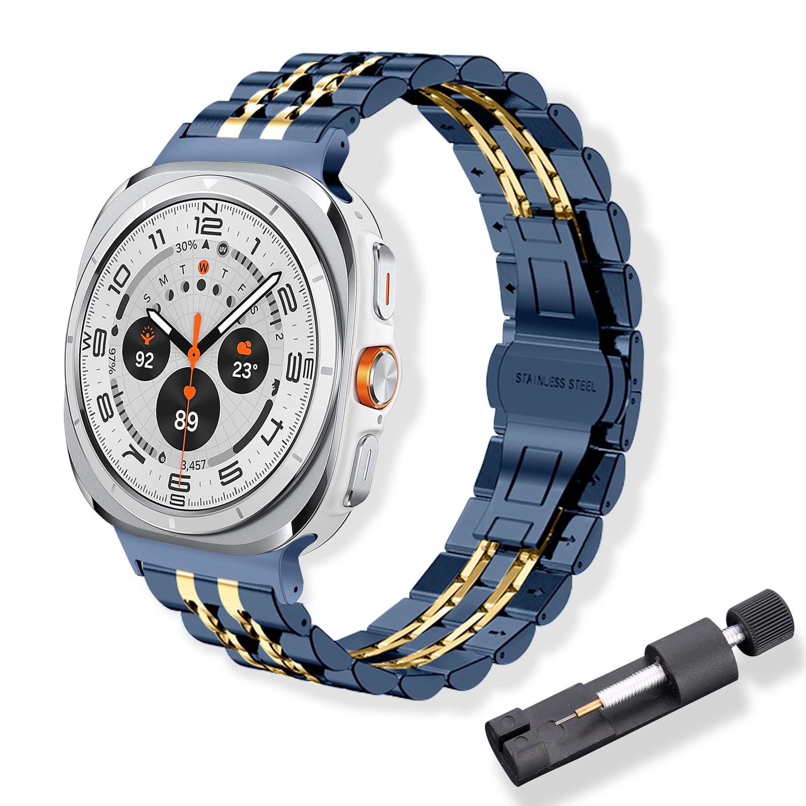 RoYiio Metal Watch Strap for Samsung Galaxy Watch Ultra 47mm 2025 Bands Galaxy Watch Ultra 47mm 2024 Band Stainless Steel Replacement Band for Samsung