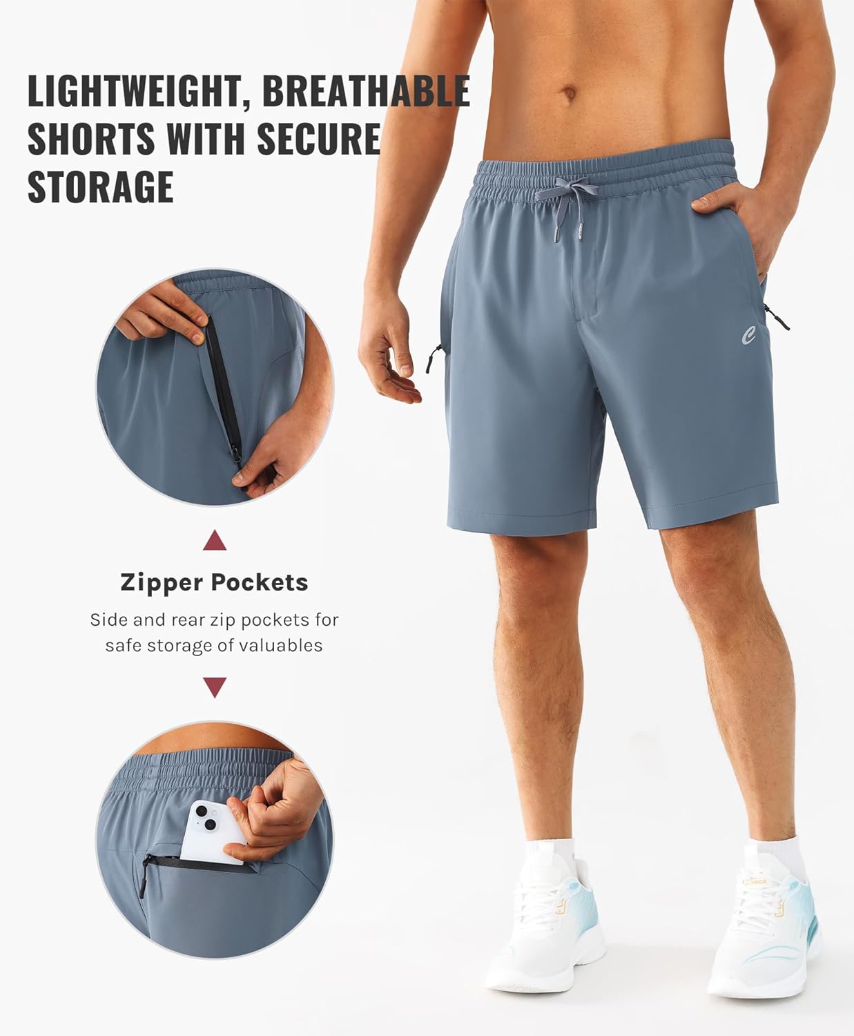 Cosmolle Men's Hiking Cargo Shorts Quick Dry Lightweight Athletic Shorts with Zipper Pockets for Gym, Workout, Running - Image 2