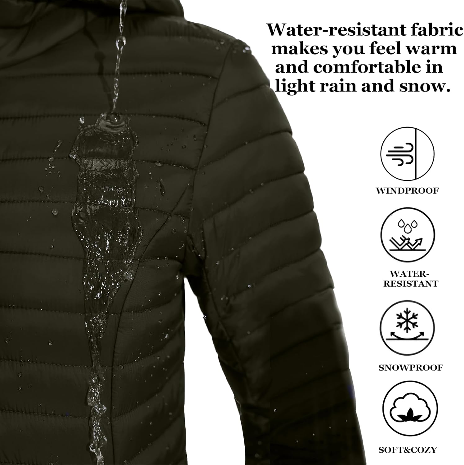 ZMC Packable Women Puffer Coat, Lightweight Water-Resistant Puffer Jacket Detachable Hood Slim-Fit Winter Coat for Women - Image 4
