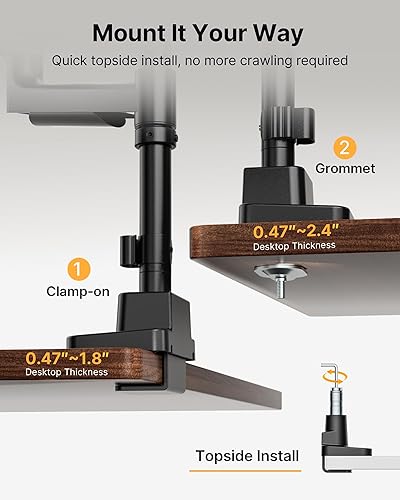 Miniatura 7 de monTEK Brazo de monitor de aluminio premium para pantallas ultraanchas de 17 a 57 pulgadas de hasta 59 libras, soporte de escritorio dual USB 3.0