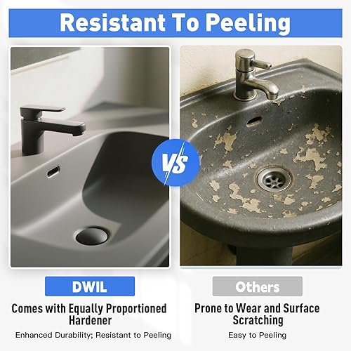 Miniatura 10 de Kit de acabado de pintura para azulejos, bañera y azulejos con herramientas, kit de reacabado de bañera, pintura blanca para bañera a base de agua y