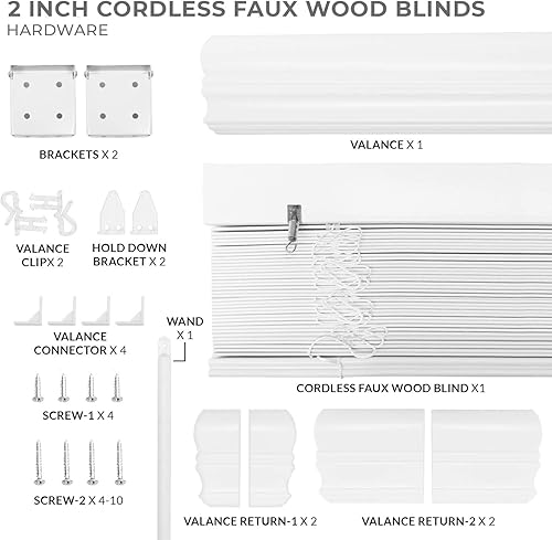 Miniatura 8 de CHICOLOGY Persianas de madera sintética, persianas de madera, cortinas de ventana, tratamientos de ventana, persianas y persianas, persianas para el