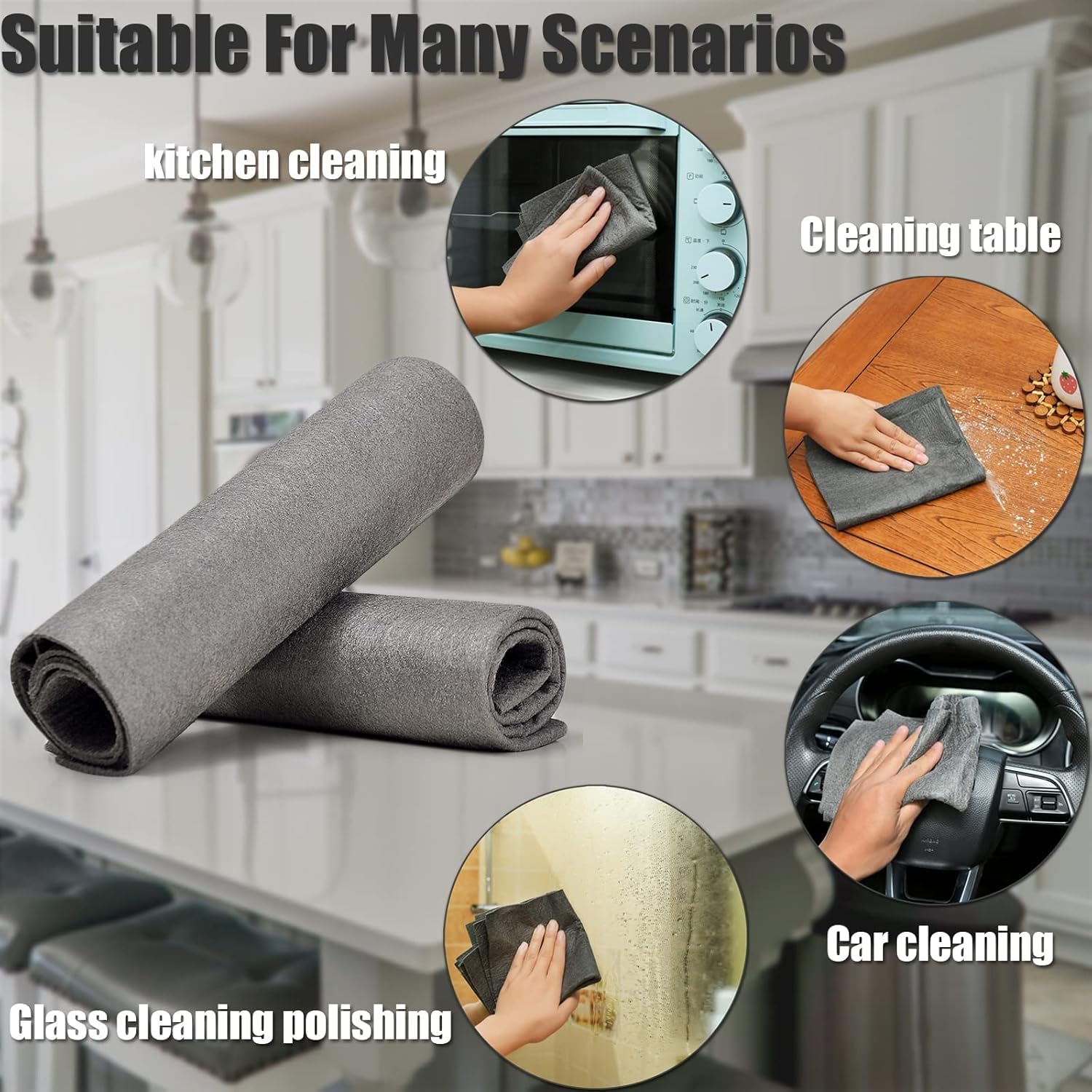 XAVRY Thickened Magic Cleaning Cloth,Reusable Microfiber Cleaning Cloth.Lint Free Cloth for Home,Window,Mirror Glass and Cars.(50x35cm),(3 Pack) 4