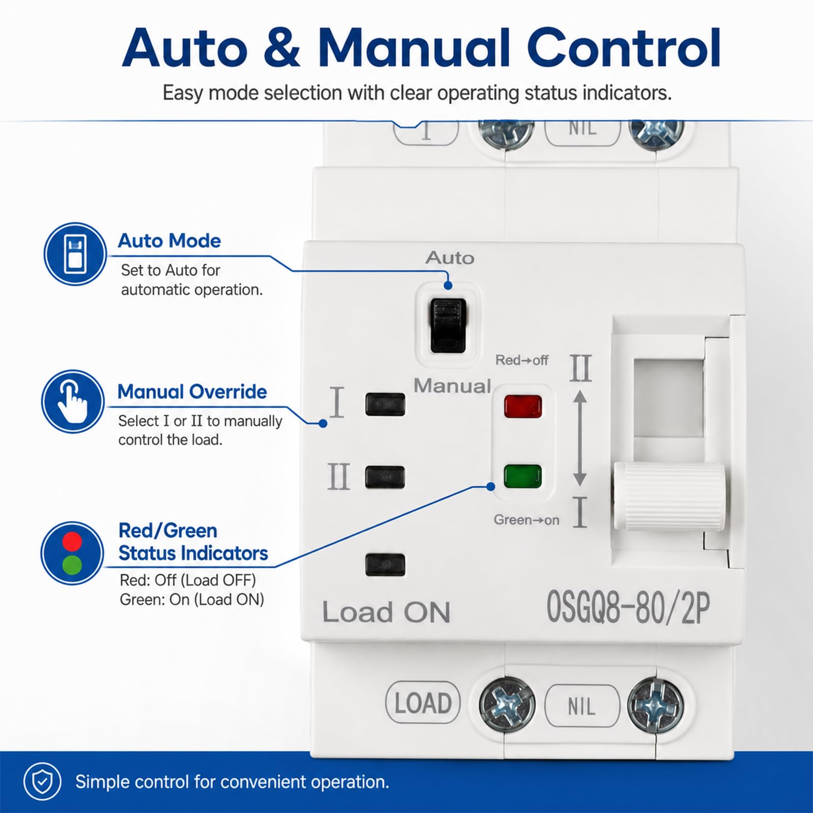Interruttore di trasferimento automatico 2P 63A 220V su guida DIN ATS, commutatore elettrico Dual Power, interruttore di trasferimento automatico, interruttore di alimentazione di emergenza con alta