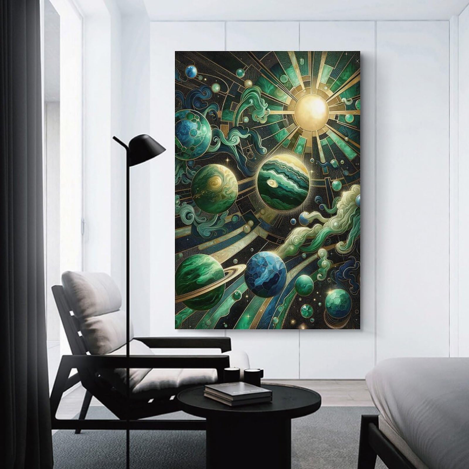 Junmoney Unframe-Abstract Space Kintsugi Canvas Wall Picture Abstract Space Kintsugi, 24X36inch(60X90cm), For Home Lounge, Bedroom Or Reading Nook, A Home Accent With Warm Character
