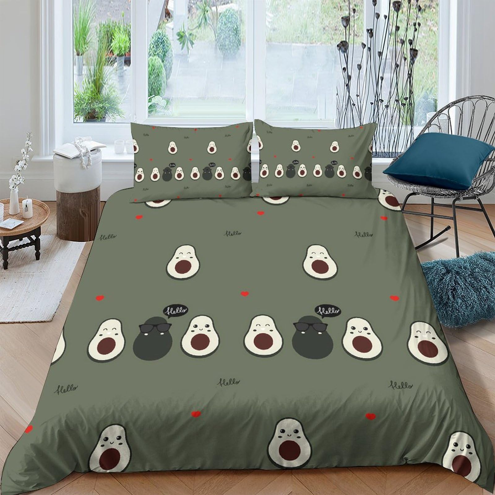 Ctjqhvkz Style-1 3D Printed Cute Avocado Fitted Sheet Microfiber Soft Green Cartoon Fruit Mattress Cover For Bedroom Guest Room Decor Single（135X200cm）