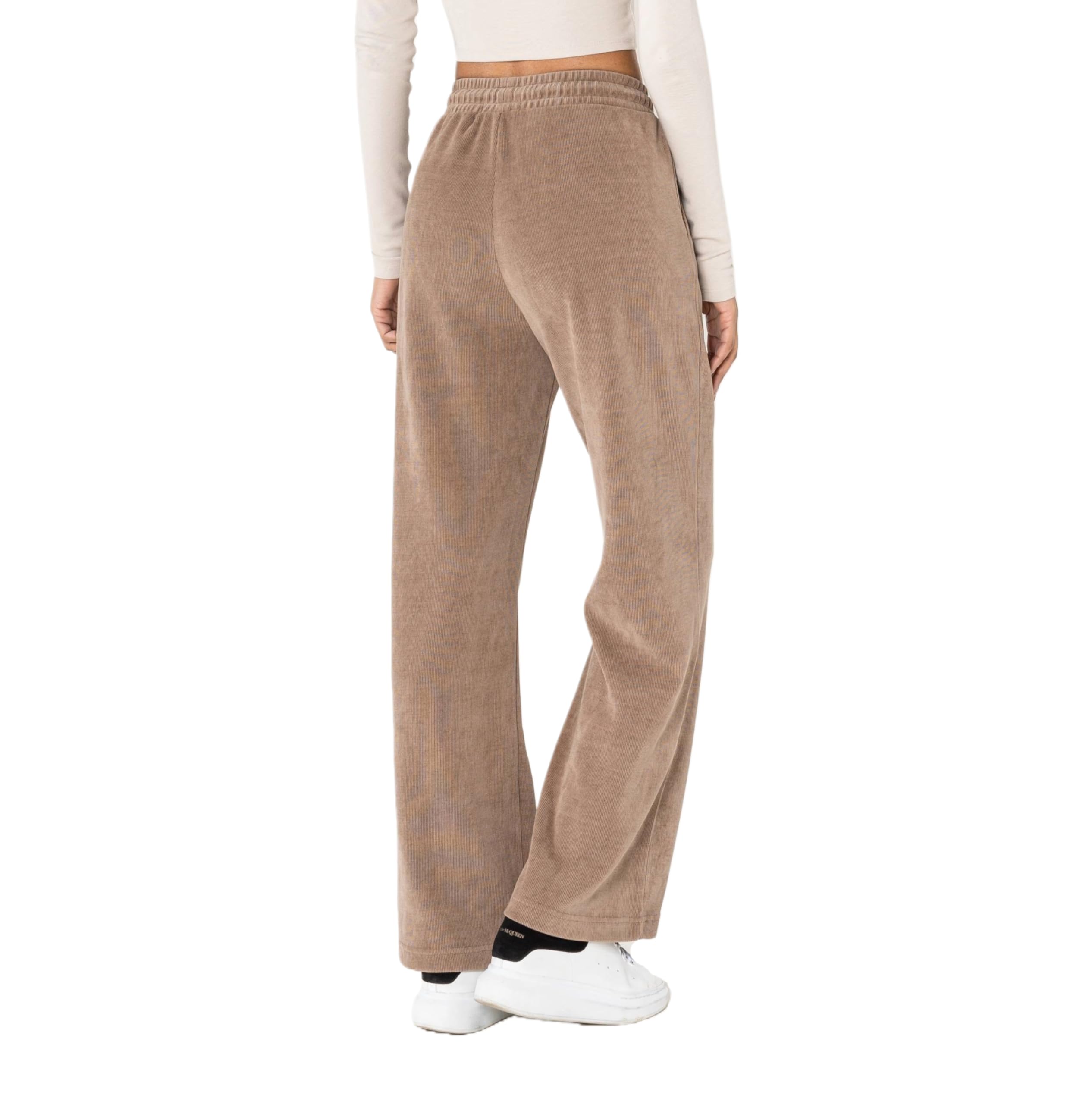 Nina Carter Pantalon de loisirs J253 pour femme - Pantalon de jogging en velours - Coupe décontractée - Pantalon aspect velours avec taille élastique et jambes larges