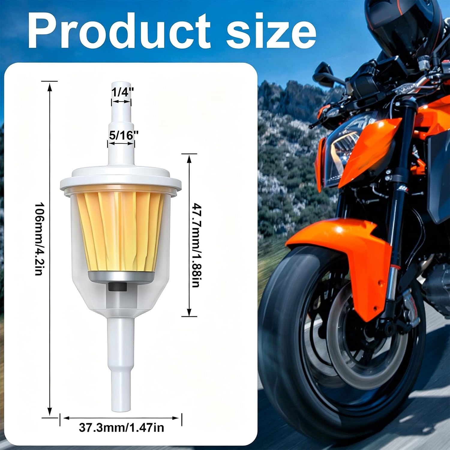 smseace 18pcs 5/16" Fuel Filter with Hose Clamp1/4" Gas Inline Fuel Filter with Magne for Motorcycle Tractors Cars Trucks Accessories 1/4 Inch x 5/16 Inch Universal Gas Inline Fuel Filters image 2