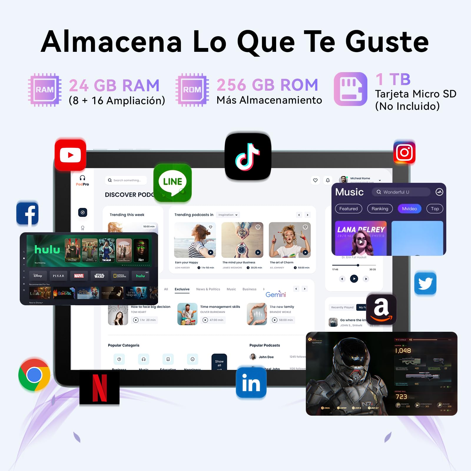 Android 16 Tablet 10 Pulgadas en Gemini AI, Tableta en Teclado, Ratón & Lápiz, Octa-Core, 24 GB RAM + 256 GB ROM + 1 TB TF, 1920x1200 Pantalla HD, Cámara 8MP + 13MP, 6000 mAh (Azul + Funda Verde)