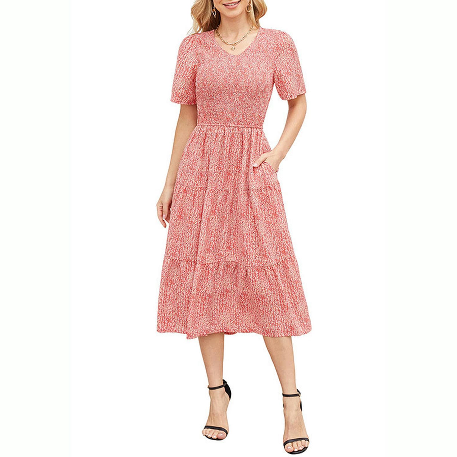 Robe midi d'été bohème superposée aux finitions soignées style fleuri