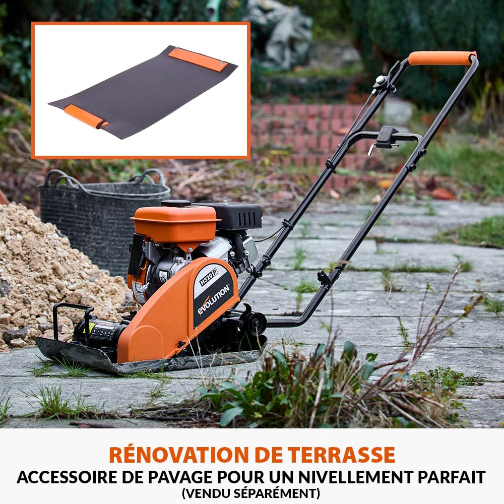 Evolution Power Tools Hulk Compacteur à essence à plaque vibrante, Idéale pour une excellente preparation de surfaces, Concasse, Sable, Graviers,Terre & Sols, 750 W Garantie 3 ans