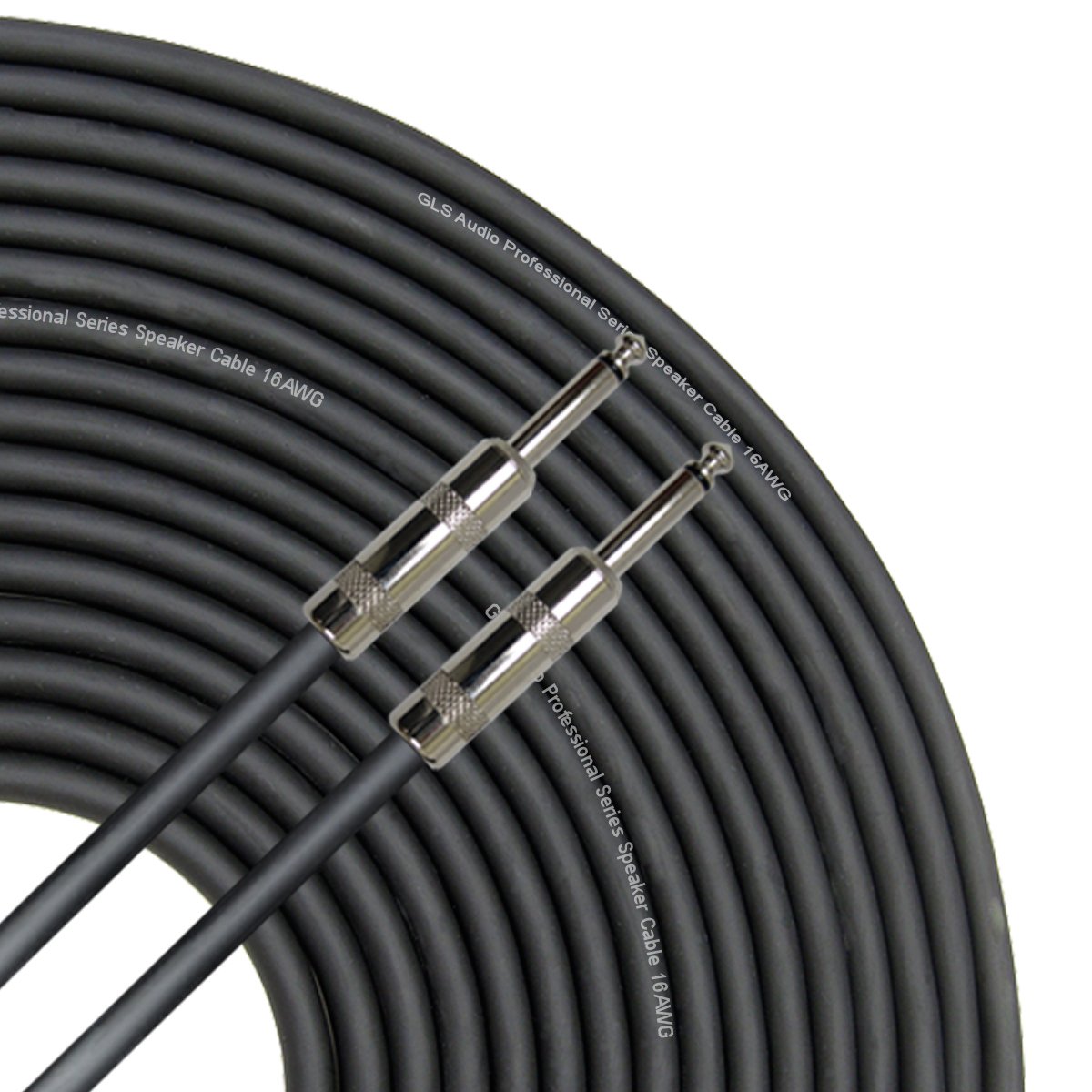 GLS Audio 100 Feet Speaker Cable 16AWG Patch Cords - 100 ft 1/4 Inch to 1/4 Inch Professional Speaker Cables 100 Foot Black 16 Gauge Wire - Pro 100' Phono 6.3mm Cord 16G - Single