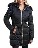 Womens Long Puffer Coat - Quilted Puffer Jacket with Faux Fur Hood - Insulated Winter Coats for Women