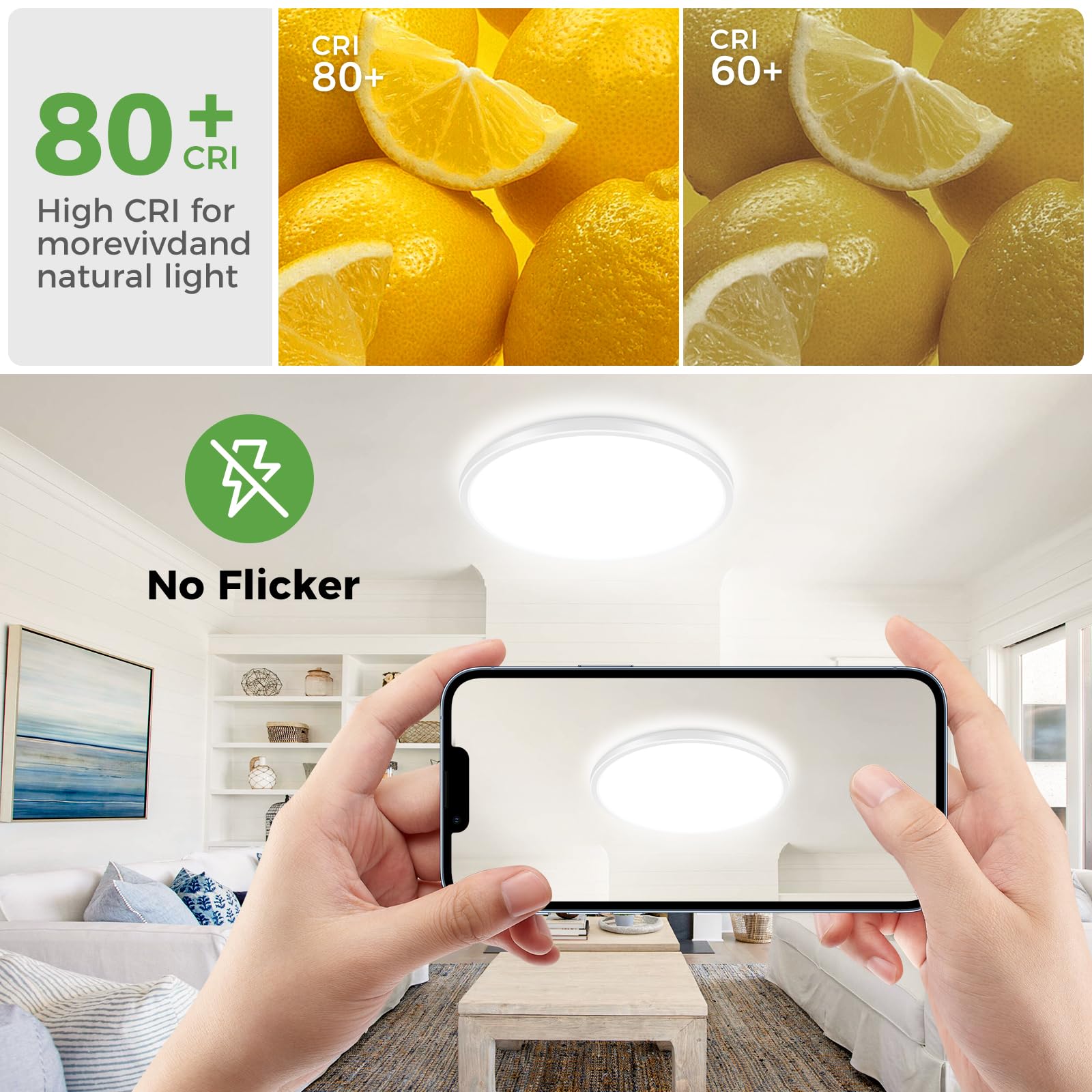 zemty LED Deckenleuchte 46W 4600LM mit Fernbedienung, 3000-6500K Dimmbar Deckenlampe RGB Farbwechsel, Wasserfest Badezimmer Lampe Decke für Schlafzimmer Kinderzimmer Jugendzimmer 49CM