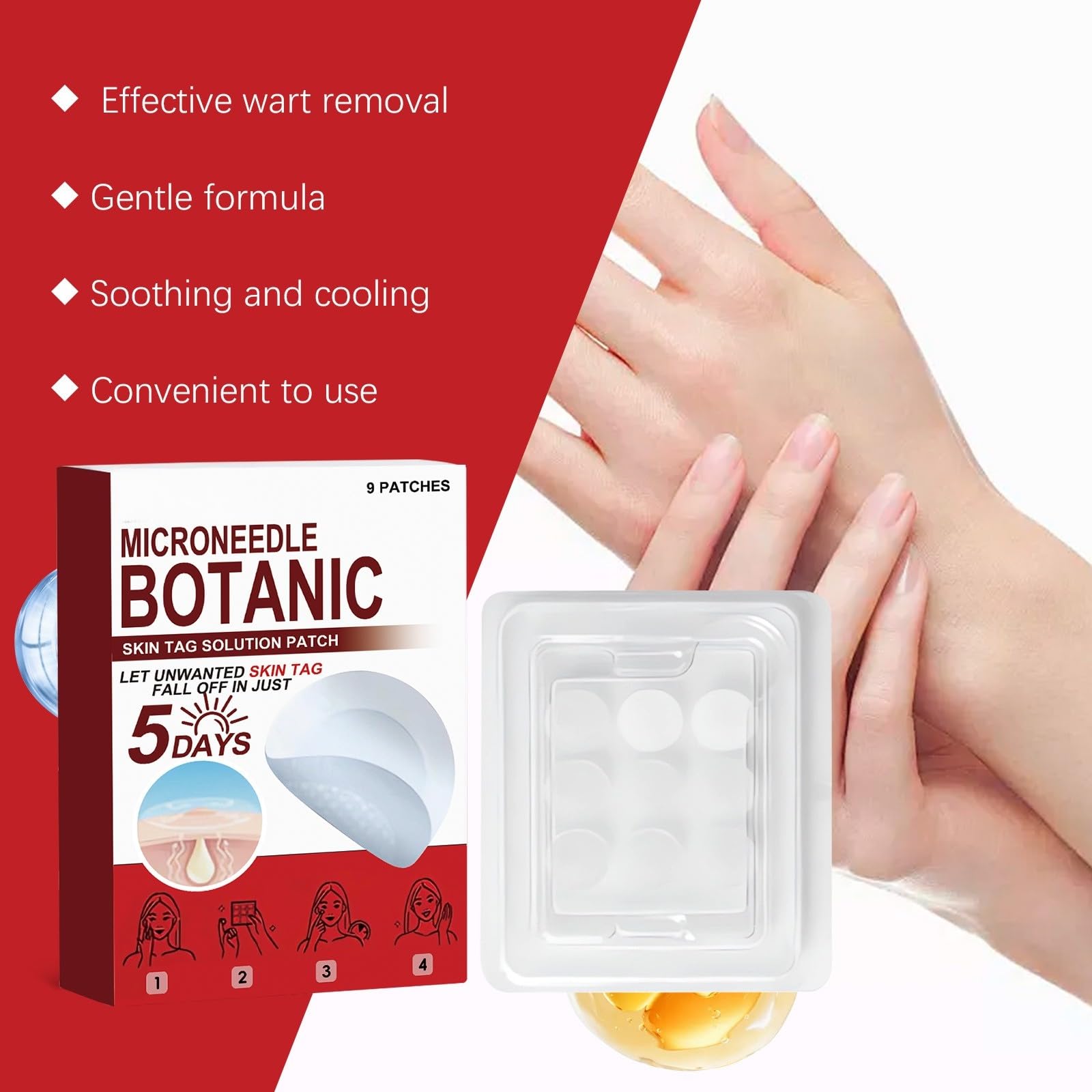 Naszywki pielęgnacyjne Hydrocolloid, Mild Gentle Formula for Warts, Moles & Acne Blemishes, Easy Application, Multi-use for Face, Chin, Back and Full Body Daily Skin Repair