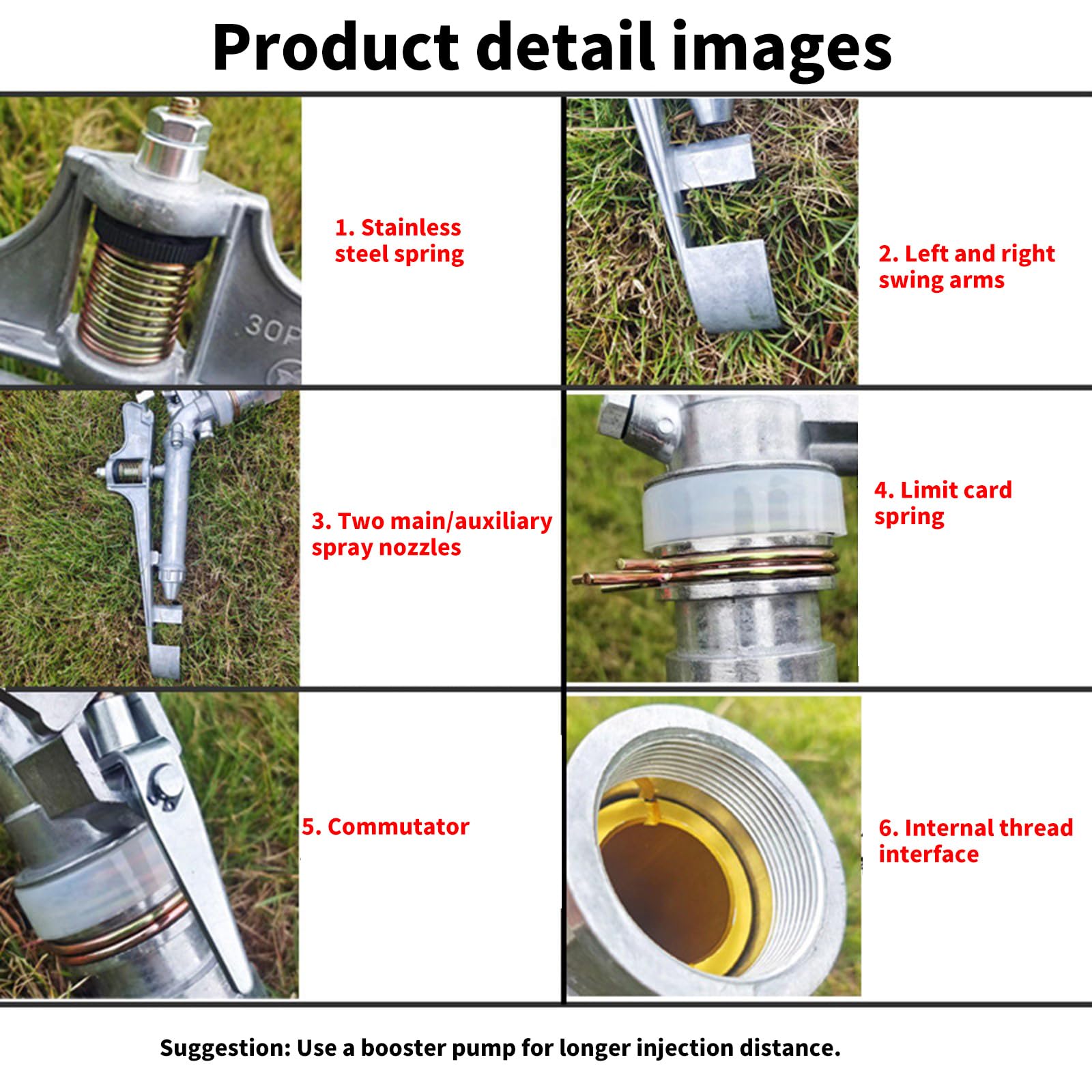 Aspersor ajustable de 360 grados, herramienta de rociador de riego de agua de gran área, pulverizador de horticultura giratorio, uso de paisajismo, boquilla de riego agrícola