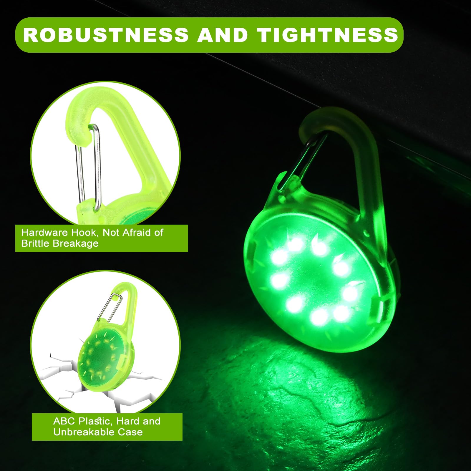 QianFan Dog Collar Light - 2 Pack Clip on Light Up Dog Collars, LED Safety Light for Dog Walking Hiking Running Jogging (Green) - Image 4