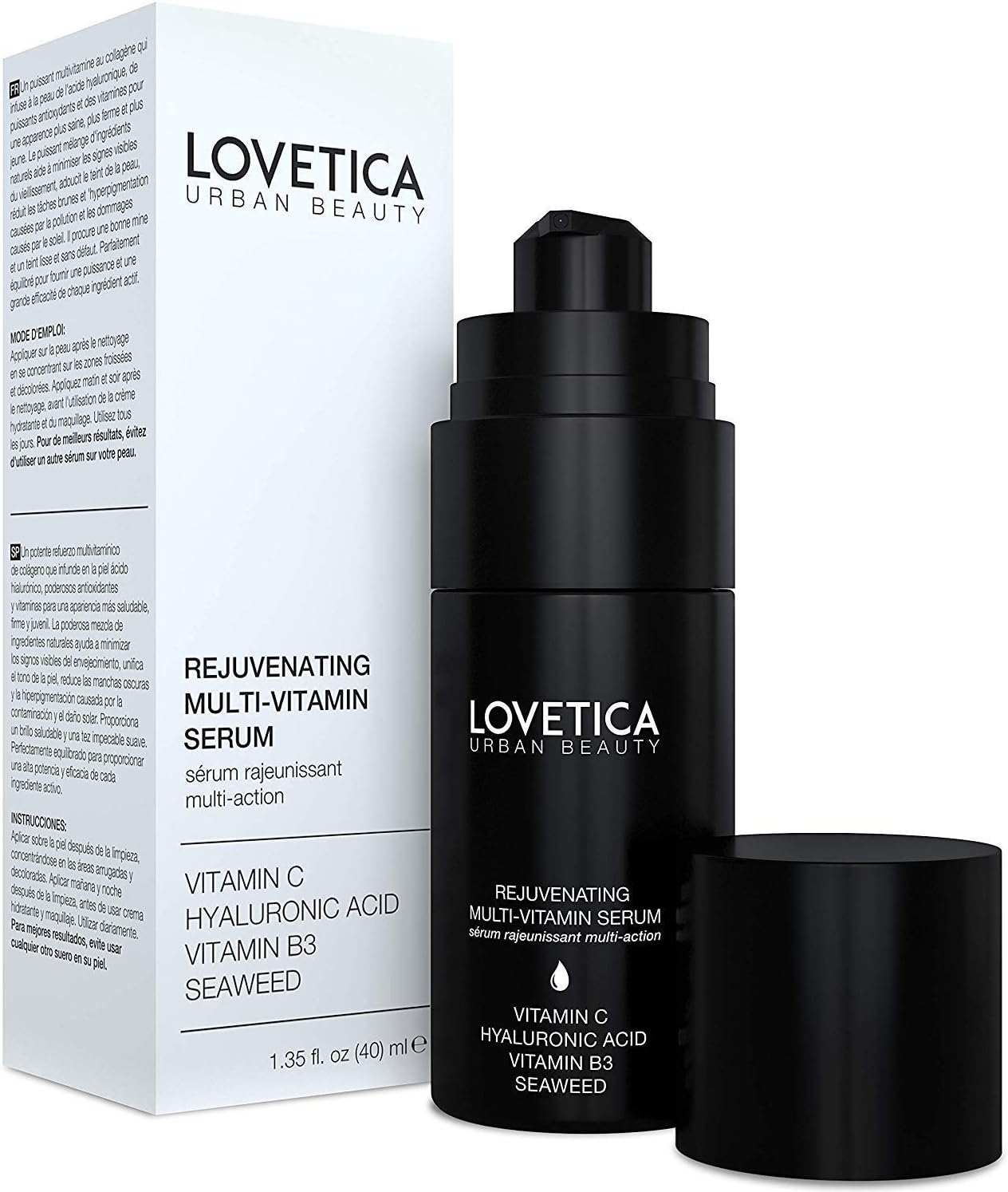 Vitamin C Serum for Face With Hyaluronic Acid, Vitamin B3 and Seaweed Extract. Best as Dark Spot Corrector, Collagen Booster & Anti Aging Wrinkle Reducer (40ml Anti UV Bottle)