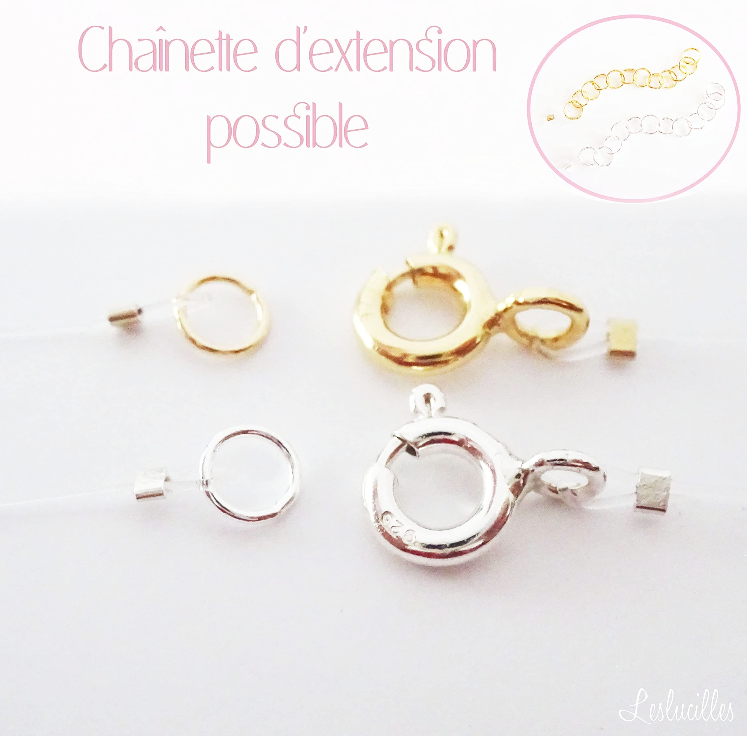 Collier invisible Triple Solitaire 6mm - Argent 925 - Fil nylon pêche transparent - Personnalisable - Réglable