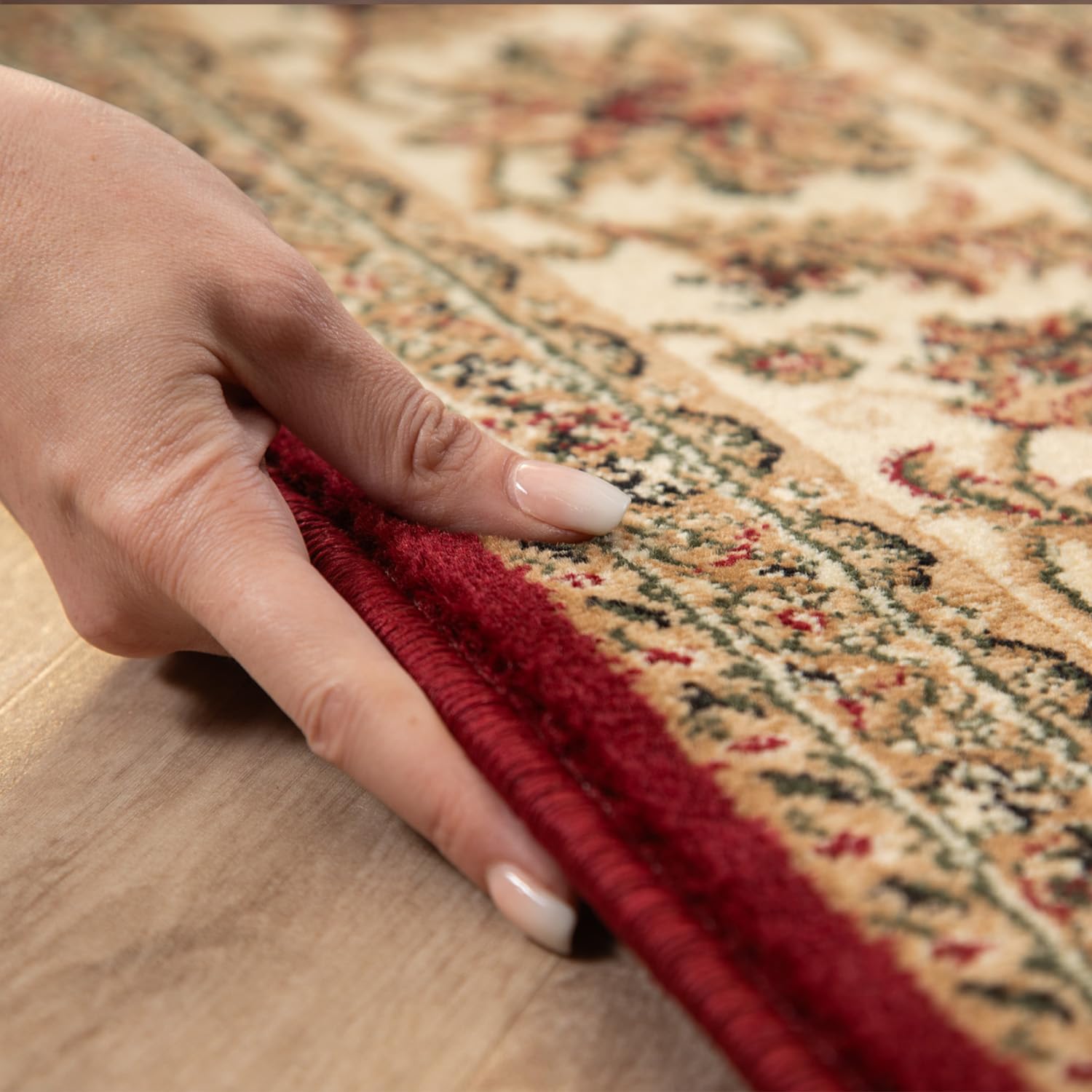 SIMPEX Alfombra Oriental 160x230 cm Roja, Diseño Clásico, Fácil de Cuidar y Resistente, Elegante Alfombra para Comedor o Espacios Amplios