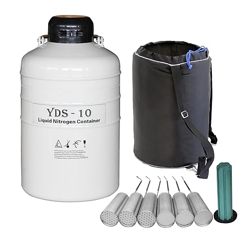 Miniatura 10 de HFS (R) Tanque de nitrógeno líquido 3L Contenedor criogénico de aleación de aluminio LN2 Dewar con 6 botes y bolsa de transporte (3L)