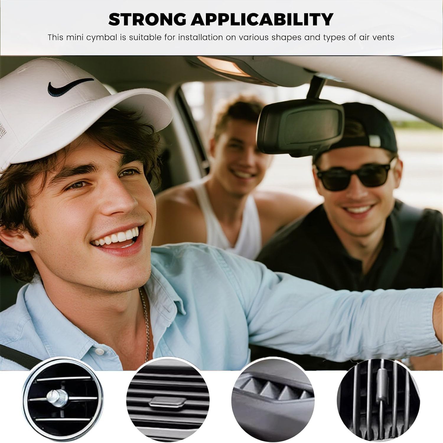 Cymbales Crash en acier inoxydable, Cymbales d'aération de voiture, Instruments de musique pour voiture compacte, Toutes les Voitures Mini Cymbales de Tambour Amateurs de Musique
