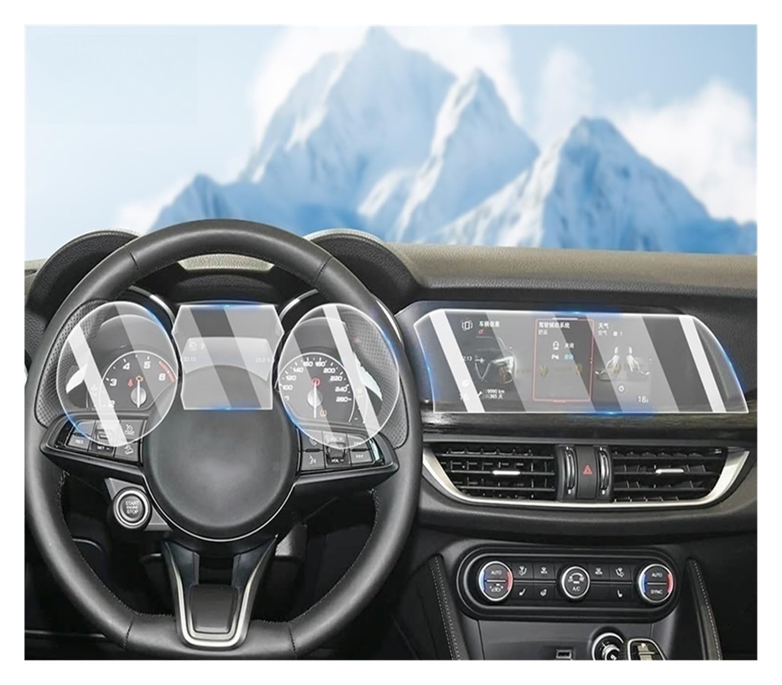 Matter blendfreier Displayschutz für Konsole Navigationsbildschirm TPU-Folie kratzfestes PPF für Al&FA Ro&meo Stelvio 2019–2022 Displayfolie