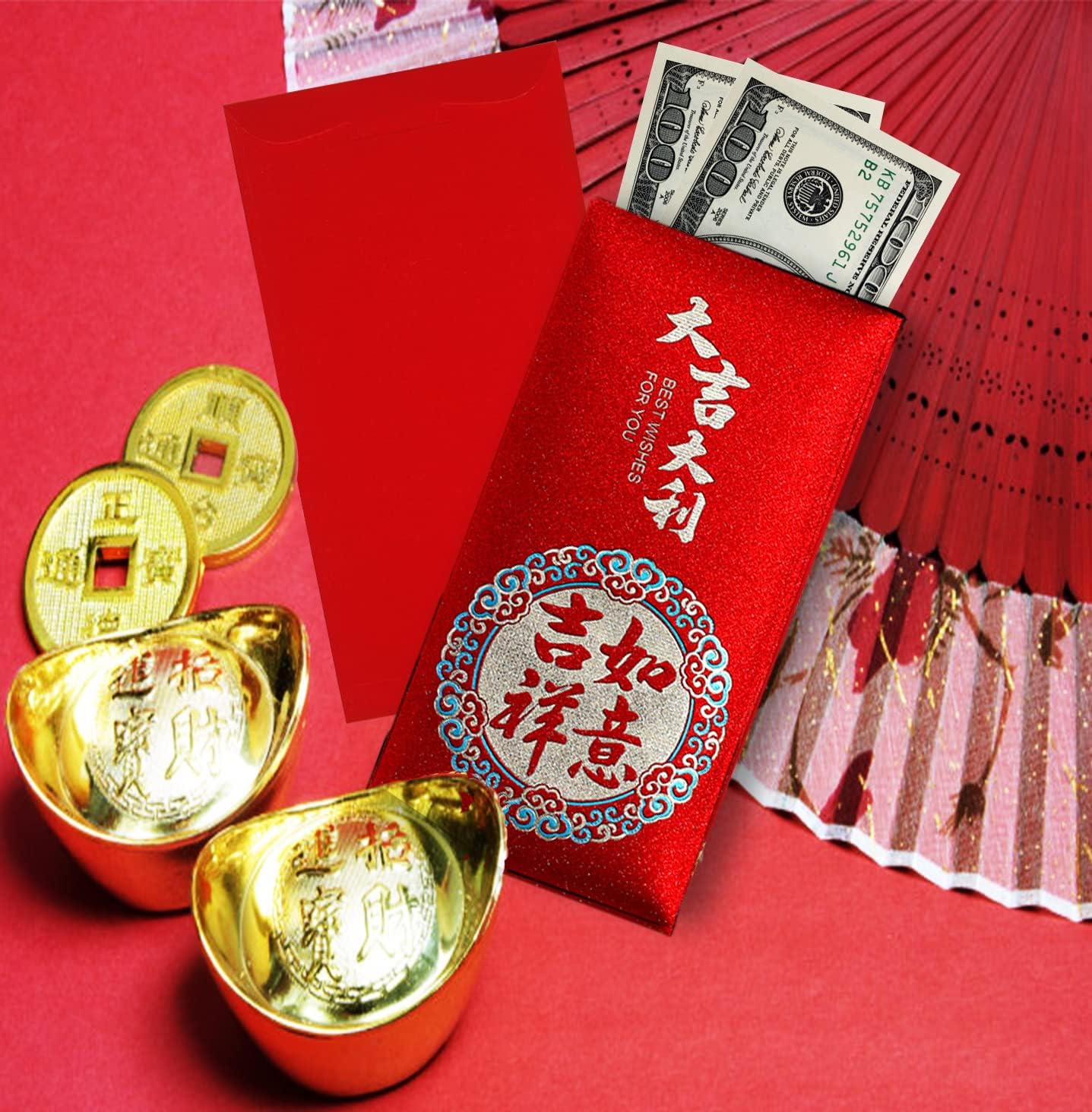 12 Pieces Red Envelopes,Money Envelopes,Cash Envelopes,Chinese Element Spring Festival Pocket Money Lucky Hong Bao for Birthday Christmas,New Year,Wedding - Image 5