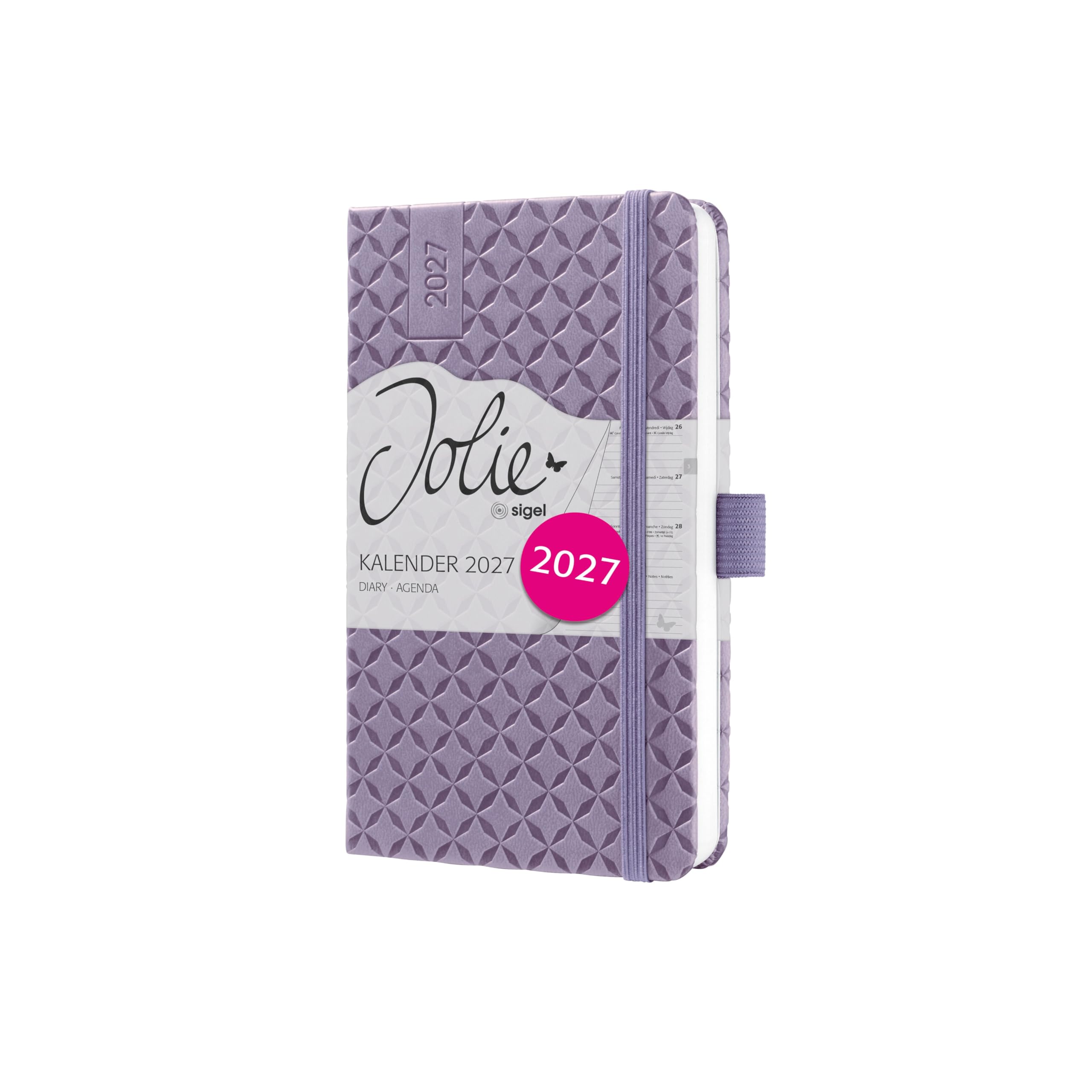 SIGEL 7J138 Weekly planner Jolie 2027-1 year - approx. A6 - Lavender Purple - 2 pages = 1 week - hardcover - 80 gsm - lavender - 174 p. - FSC-certified