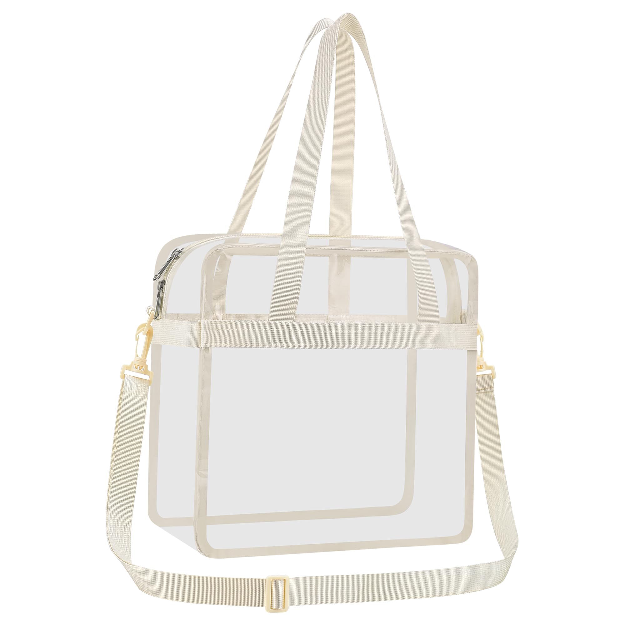 USPECLARE Transparente Tragetasche, Stadion-genehmigt, Sicherheits-Reisen und Fitnessstudio, transparente Tasche für Arbeit, Sport, Spiele, Konzerte, Cremig, Large