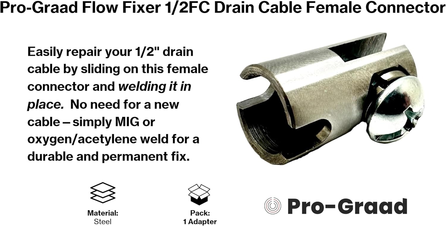 Flow Fixer 1/2FC 1/2" WELD-ON Slotted Female Cable Repair End | WELD-ON Female Slotted Connector for Broken 1/2" O.D. Drain Cleaning Machine Cables