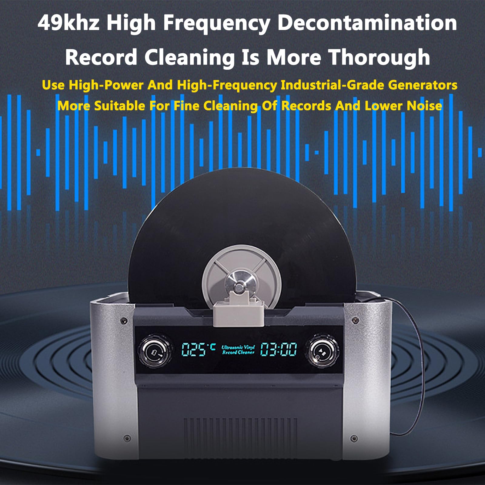 Limpiador Ultrasónico Discos Vinilo,máquina Limpieza Discos 6L con Frecuencia 49000Hz,Ciclo Automático Secado por Rotación Y Advertencia Temperatura del Agua,Tiempo 3-15 Minutos, 10 Piezas/h