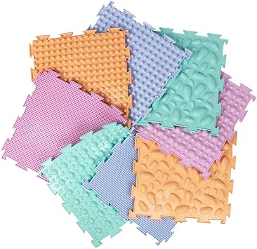 Sensory Mat Module Set of Massage Game Mats for Kids Orthopedic Massage Puzzle Floor Mats Sensory Toys for Autistic Children Light-Colored