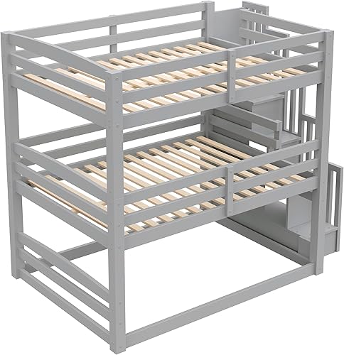 Miniatura 61 de Litera triple de metal, tamaño matrimonial XL sobre individual XL sobre tamaño Queen, elegante base de cama triple con seguridad garantizada para