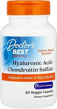 Doctors Best Hyaluronic Acid with Chondroitin Sulfate Capsules - Joint Health Support Supplement for Women & Men, BioCell Collagen, Non-GMO, Gluten Free, Soy Free - 60 Veg Caps