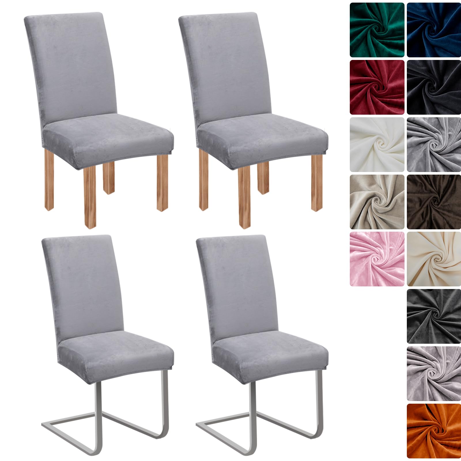 jabeick Stretch Samt Stuhlhussen Velvet/Velour Stuhlbezug Schwingstuhl Elastische Hussen Waschbarer Stühle Schutz für Küche