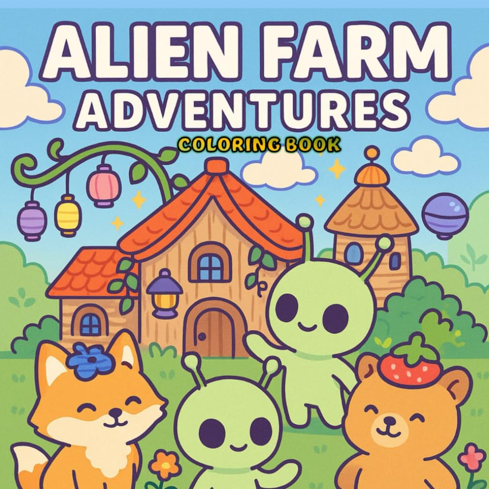 Alien Farm Adventures: 30 pages de coloriage détente, art thérapie, cozy