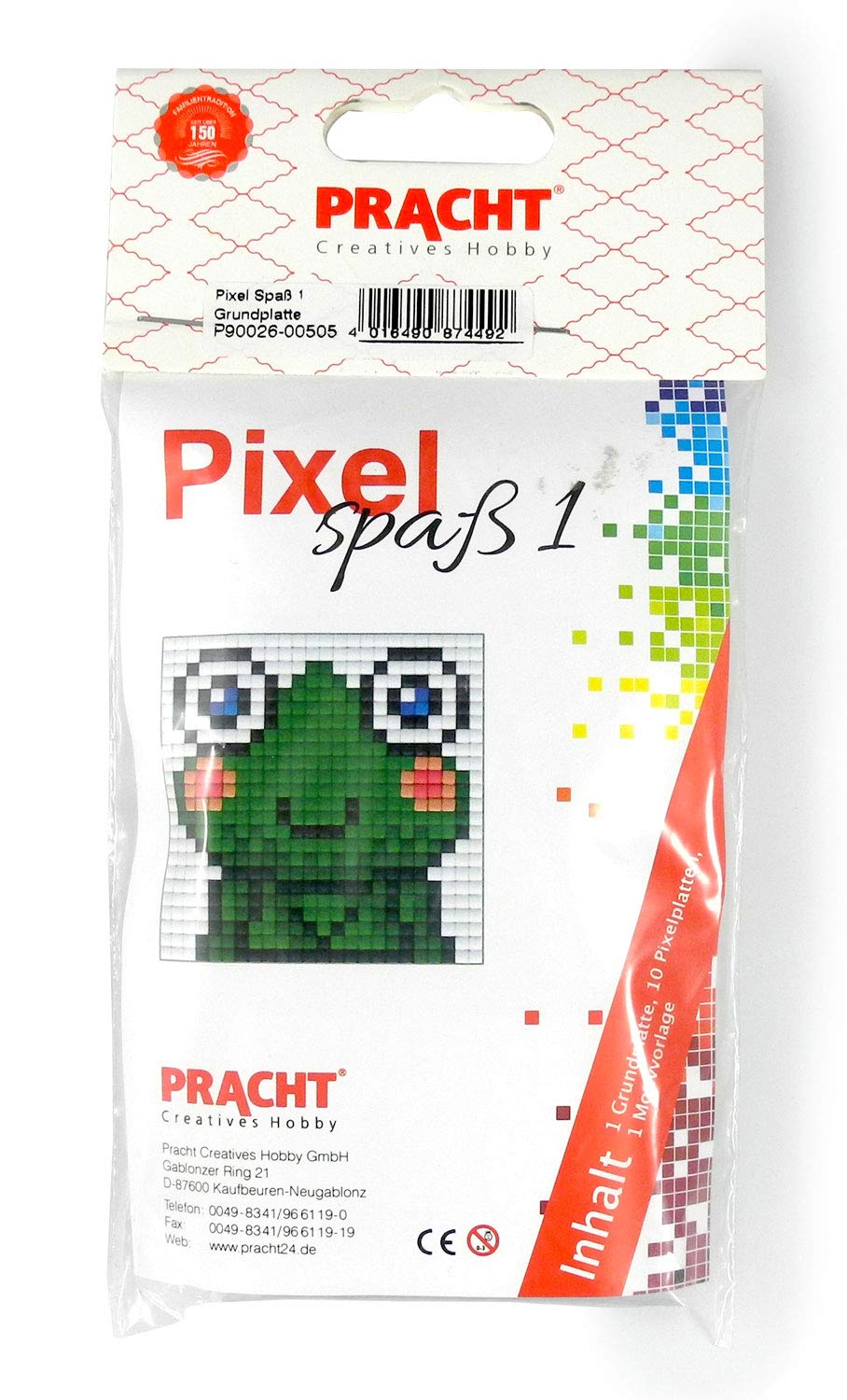 Actividad Niños 6 Años Motricidad Fina Pixel P90026-00505 - Juego De Manualidades Con Diseño De Rana, Pequeño Pixel Sobre Placa Base, Sistema De Inserción Fácil, Sin Planchar Ni Pegar, Piedras De Bioplástico